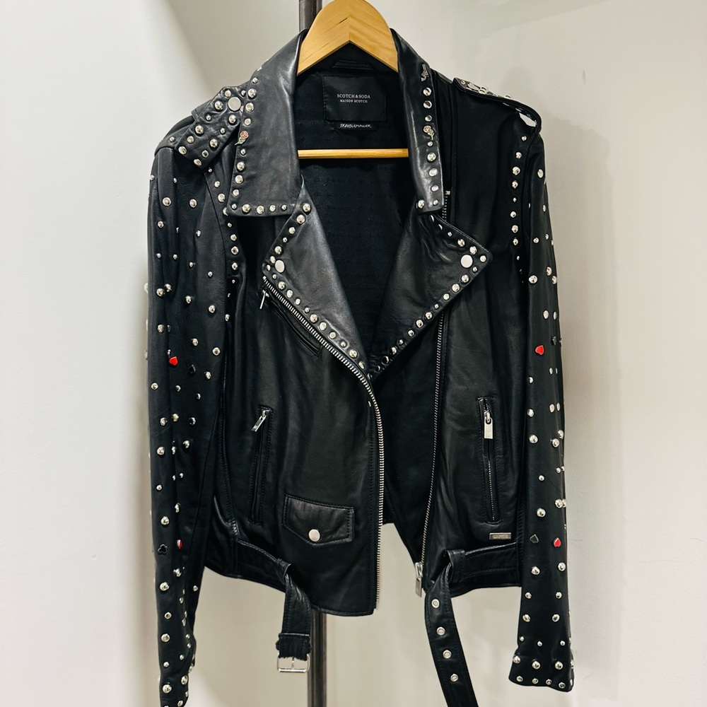 Scotch & Soda Maison Studded Genuine Leather Jacket (like new)